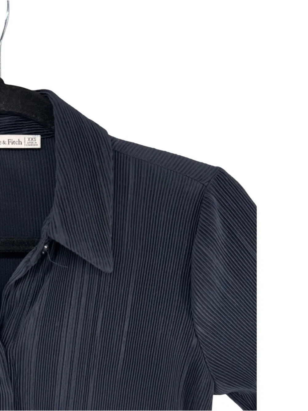 Abercrombie & Fitch Black Ribbed Button-Up Shirt